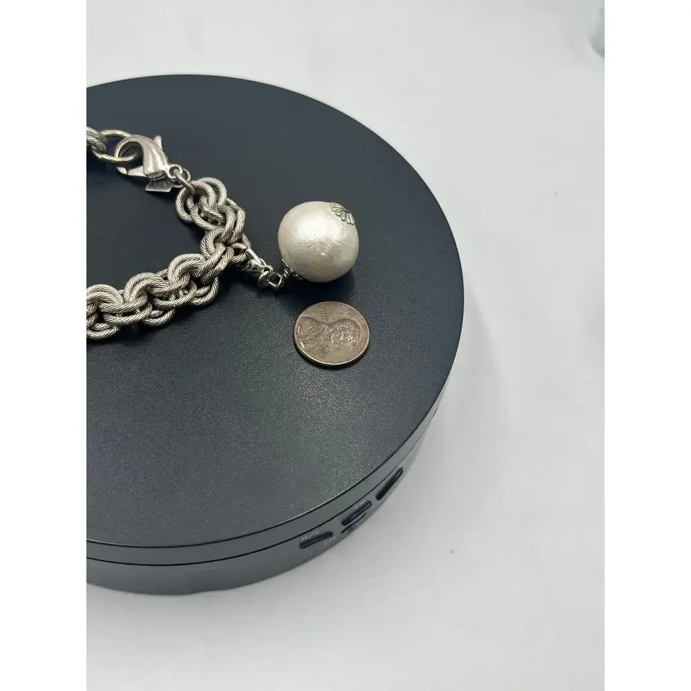 John Wind Sorority Gal‎ Large Cotton Pearl Thick Double Chain Link Bracelet 8